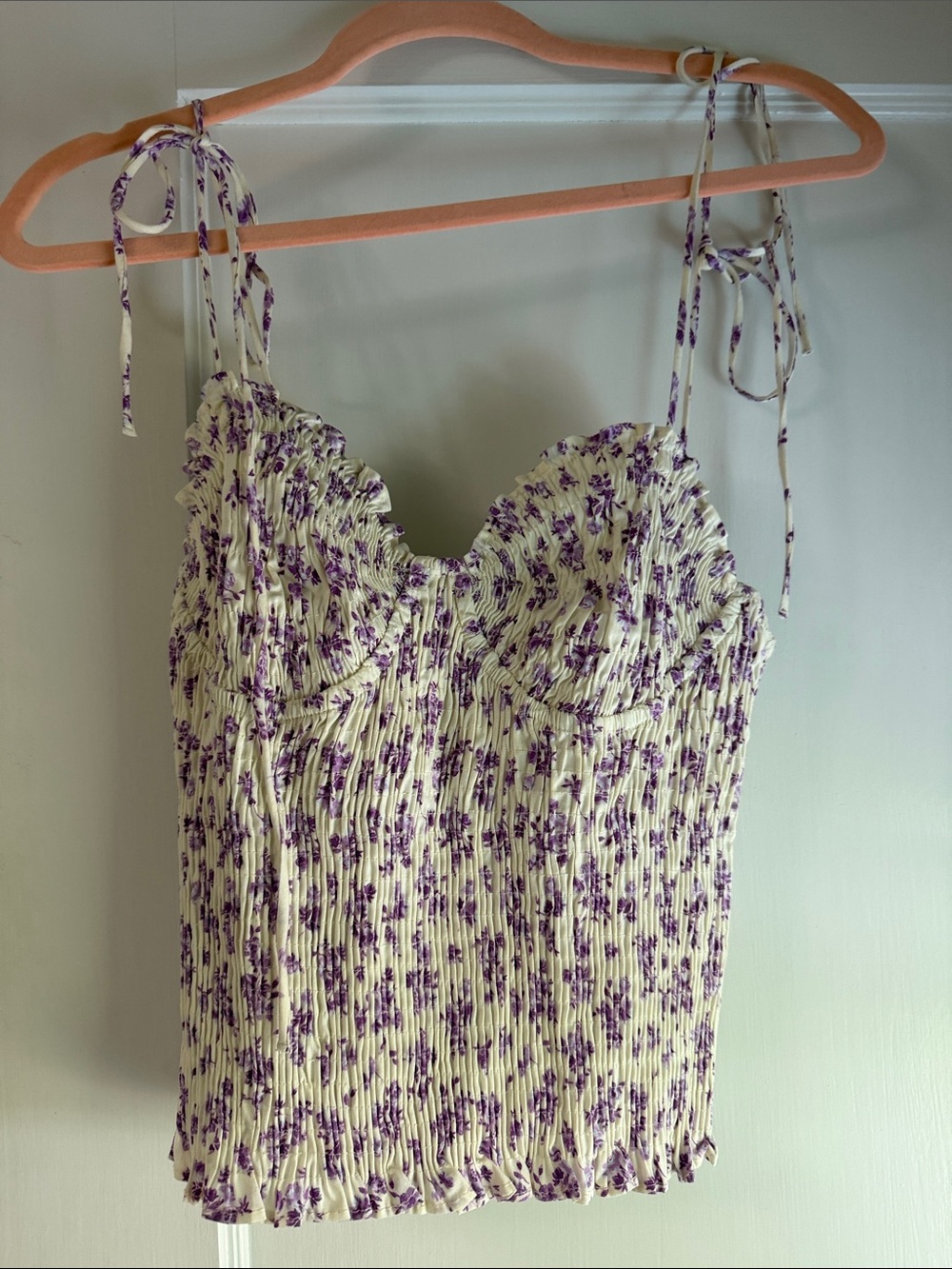 Zara Cream Camisole with Purple Floral Print